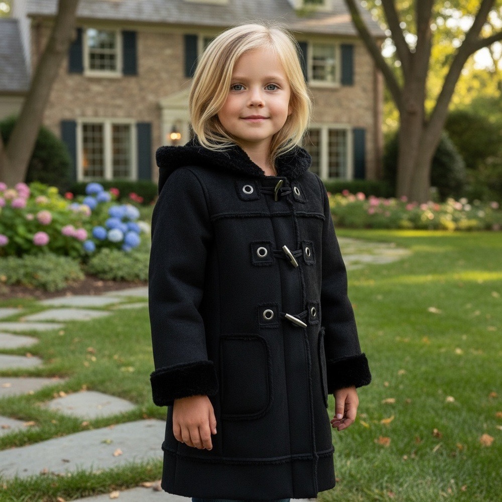 Girl's Rothschild Midnight Faux Fur hooded coat Size M (10-12)